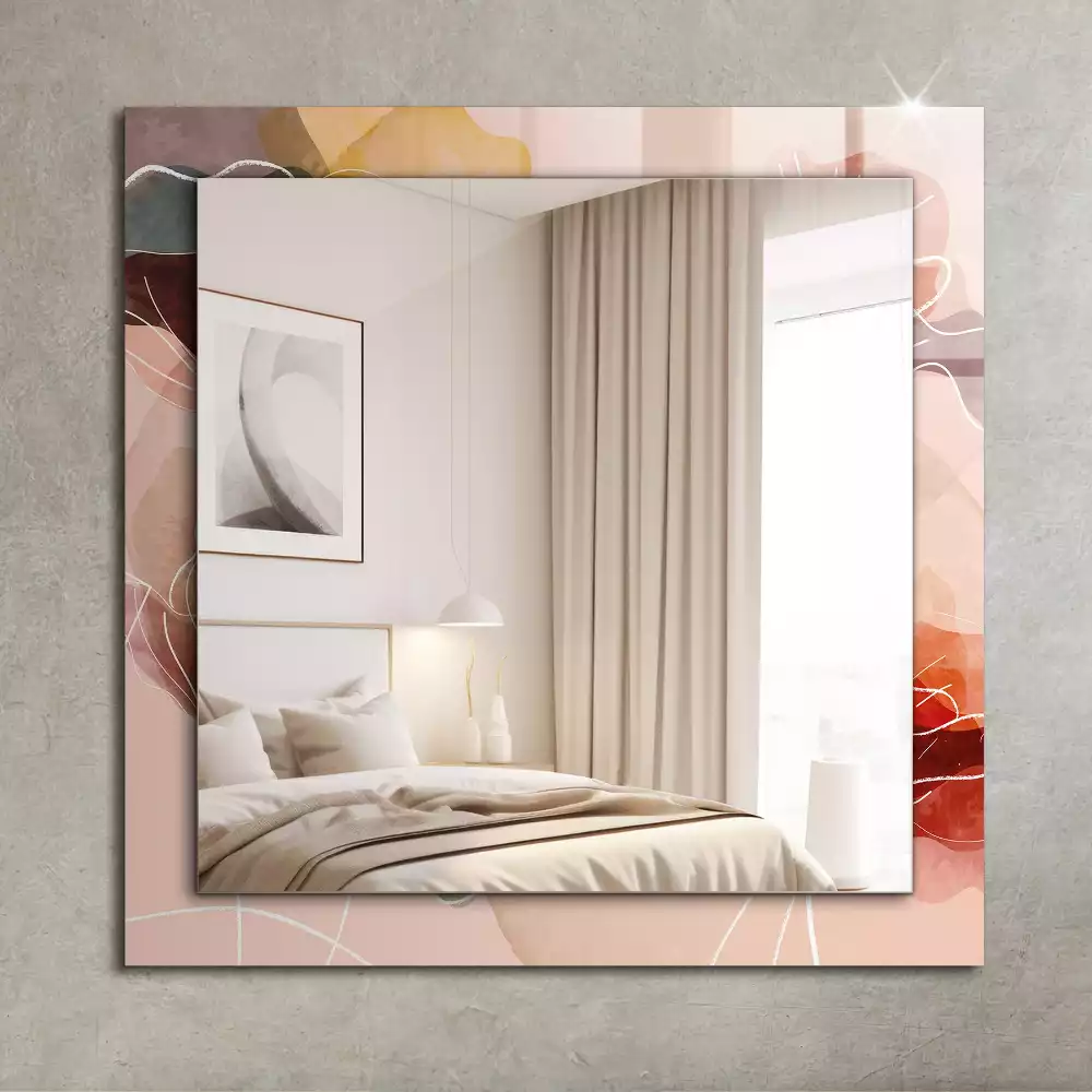 Négyszögletes díszes tükör Absztrakt virág minták