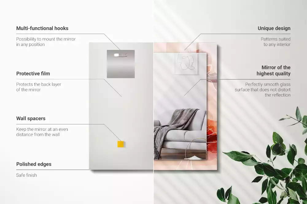 Négyszögletes díszes tükör Absztrakt virág minták