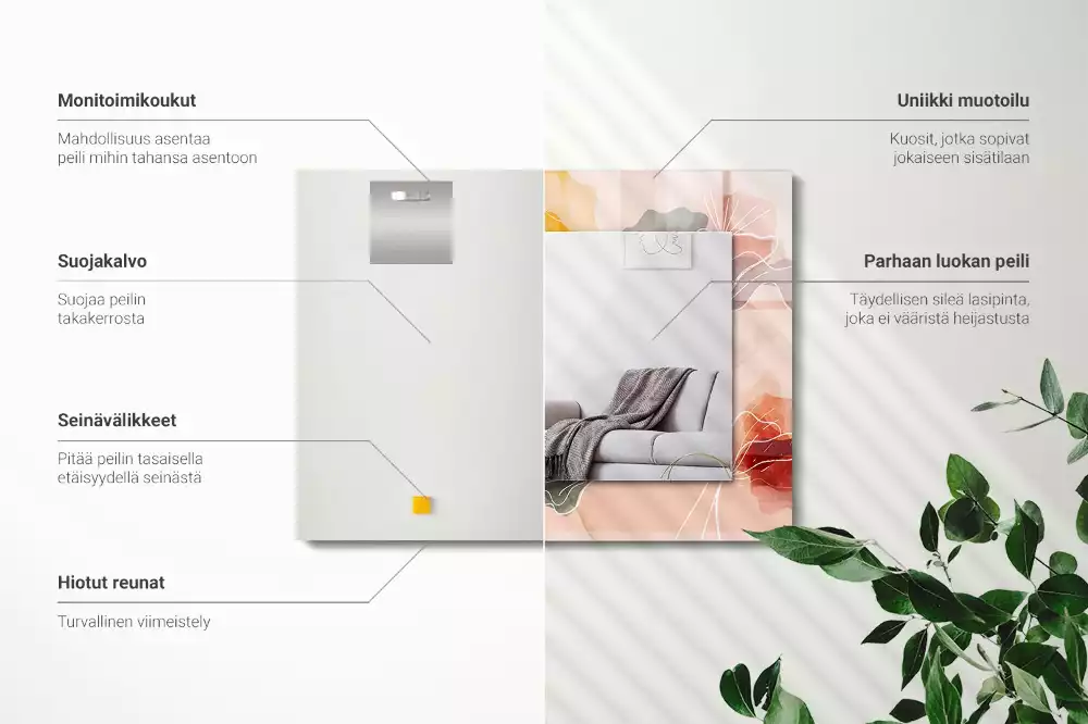 Négyszögletes díszes tükör Absztrakt virág minták