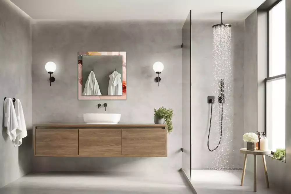 Négyszögletes díszes tükör Absztrakt virág minták