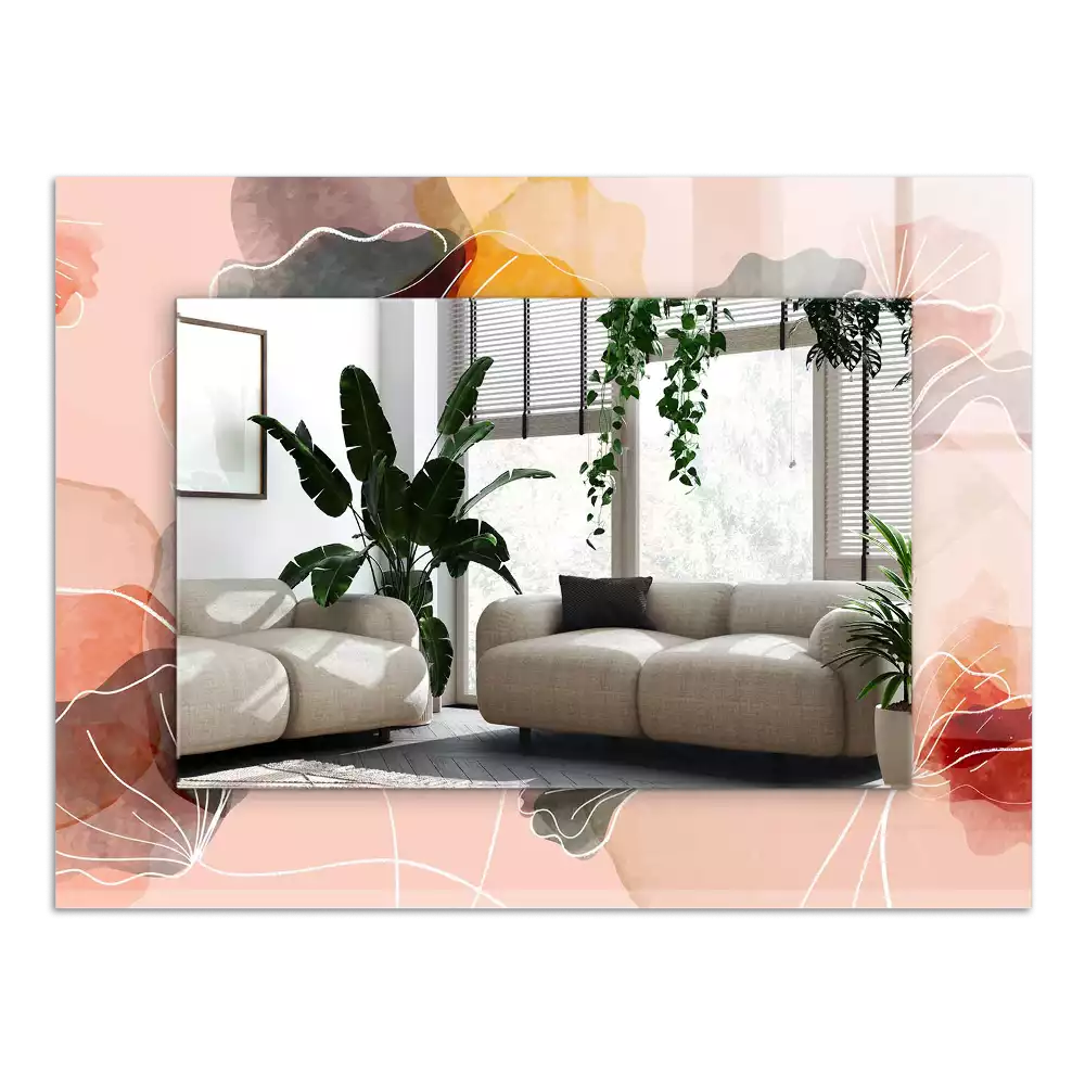 Négyszögletes díszes tükör Absztrakt virág minták