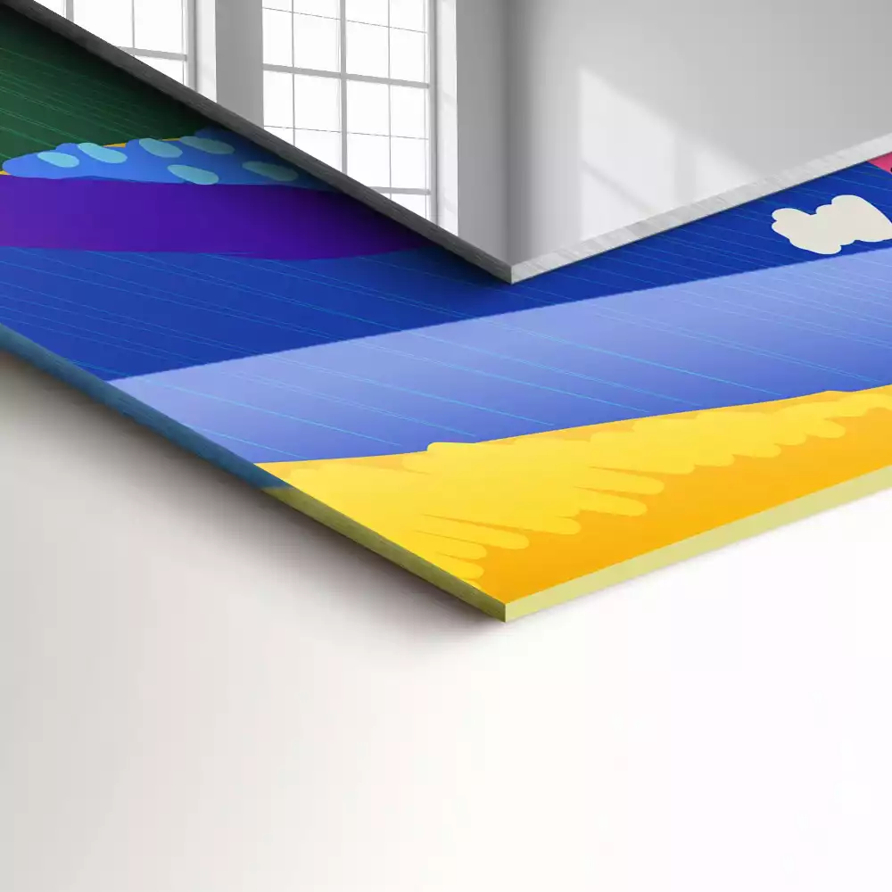 Négyszögletes díszes tükör Színes absztrakt minta