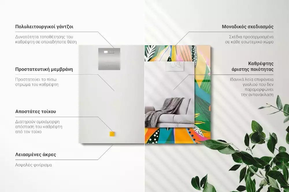 Négyszögletes díszes tükör Színes absztrakt minta