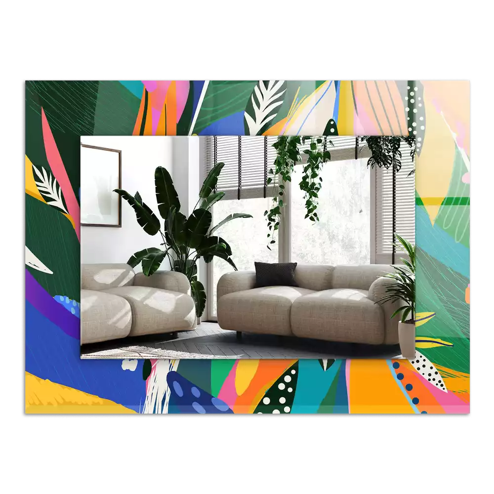 Négyszögletes díszes tükör Színes absztrakt minta