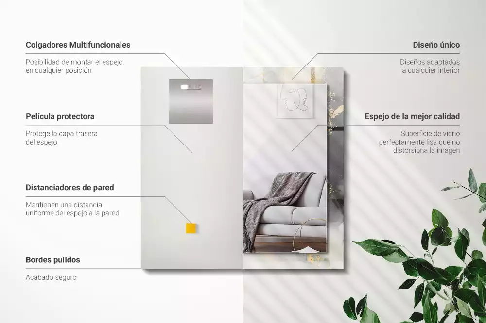 Négyszögletes díszes tükör Absztrakt modern művészet