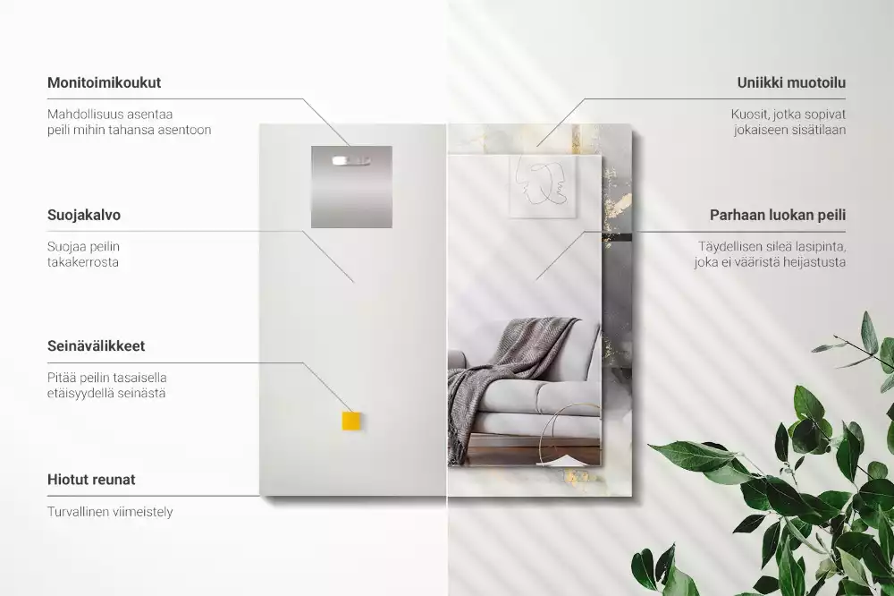 Négyszögletes díszes tükör Absztrakt modern művészet