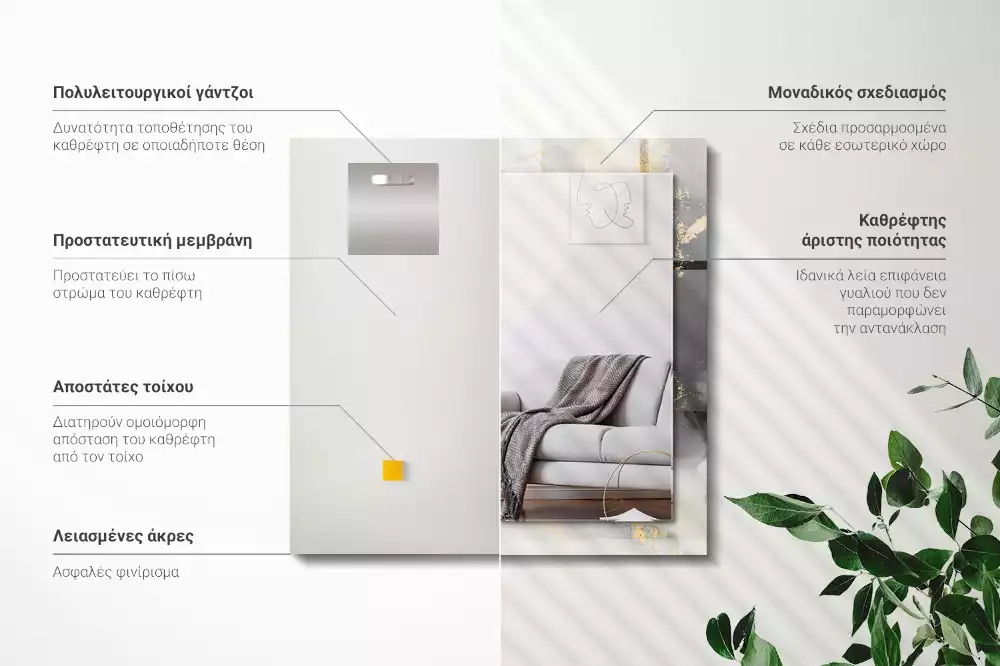 Négyszögletes díszes tükör Absztrakt modern művészet