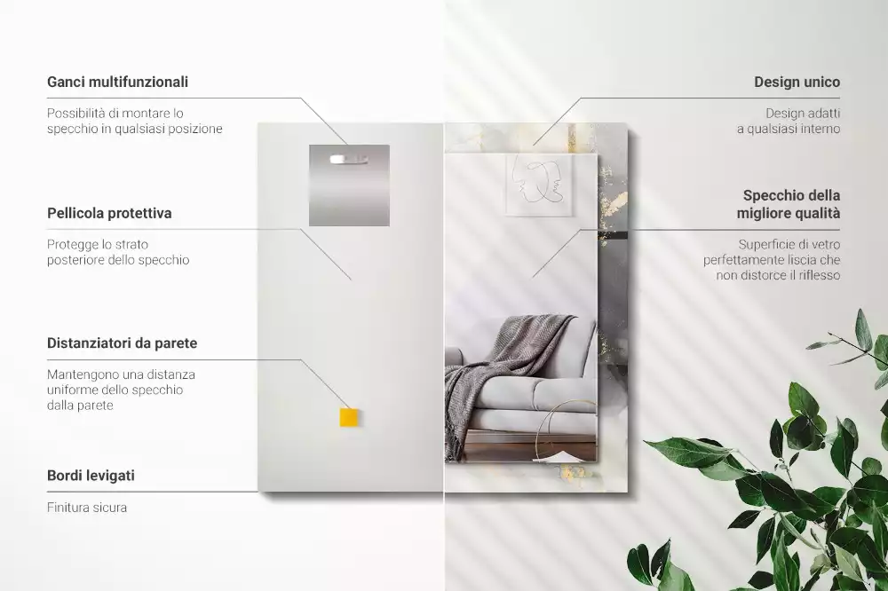 Négyszögletes díszes tükör Absztrakt modern művészet