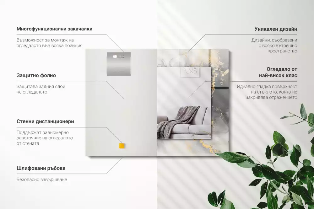 Négyszögletes díszes tükör Absztrakt modern művészet