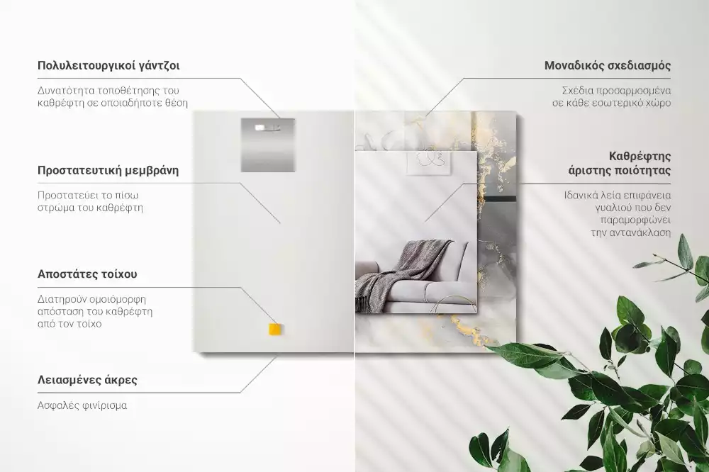 Négyszögletes díszes tükör Absztrakt modern művészet