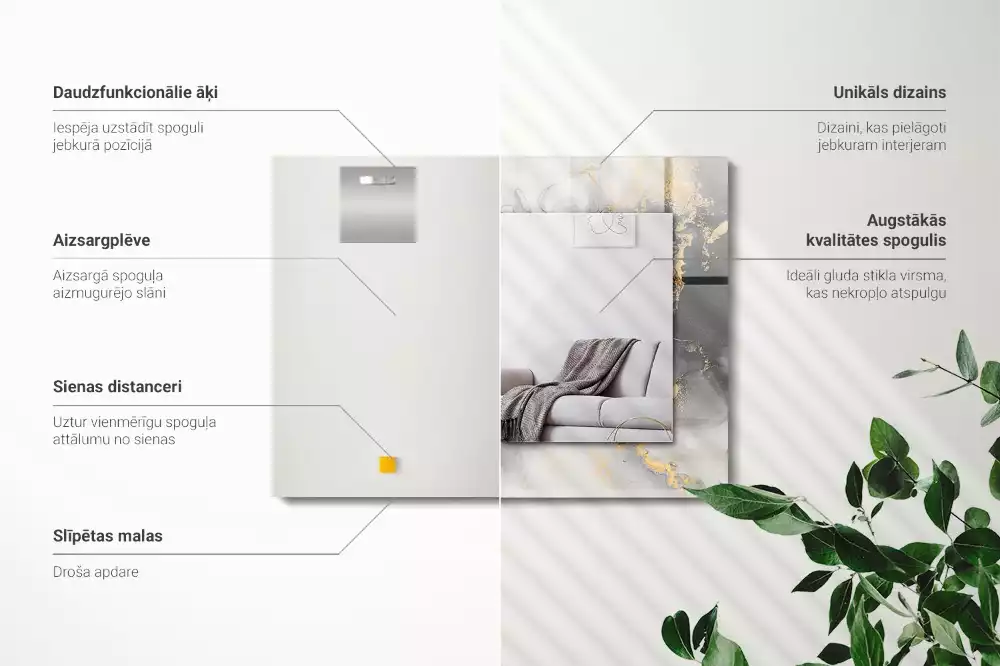 Négyszögletes díszes tükör Absztrakt modern művészet