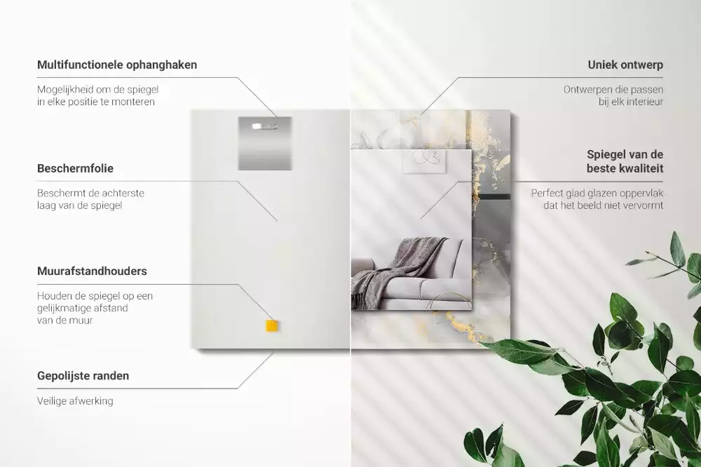 Négyszögletes díszes tükör Absztrakt modern művészet