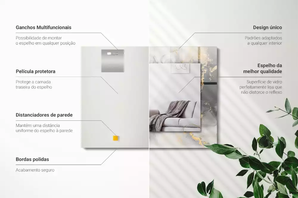 Négyszögletes díszes tükör Absztrakt modern művészet