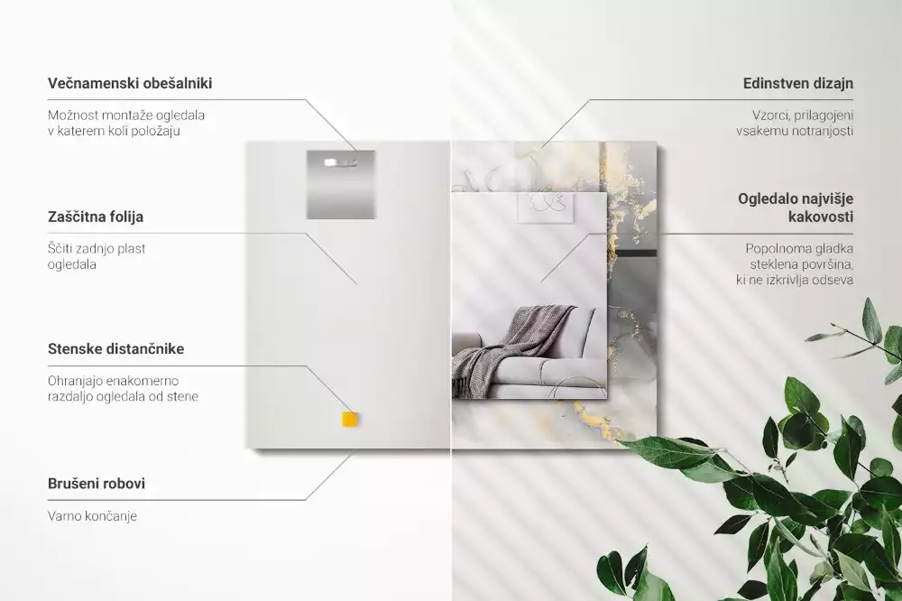 Négyszögletes díszes tükör Absztrakt modern művészet