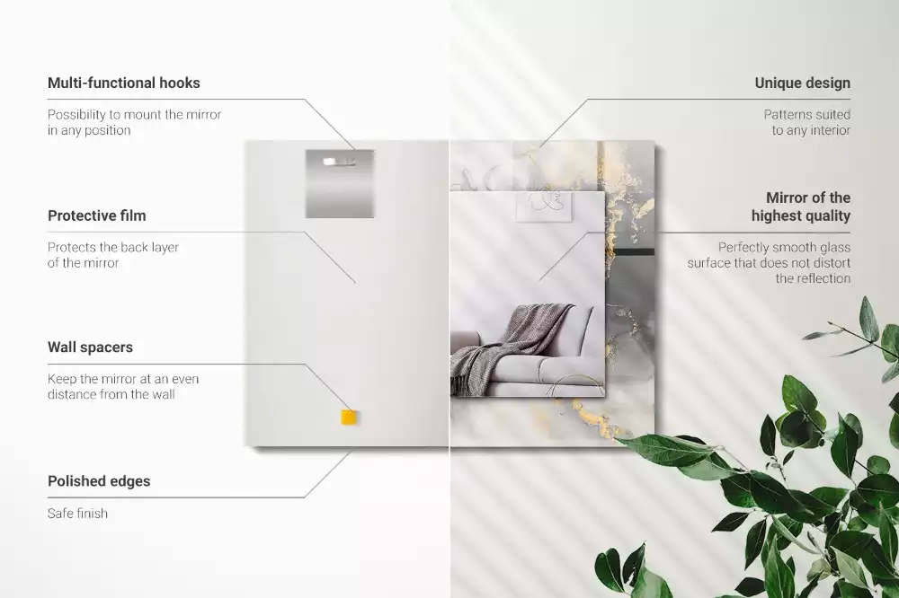 Négyszögletes díszes tükör Absztrakt modern művészet