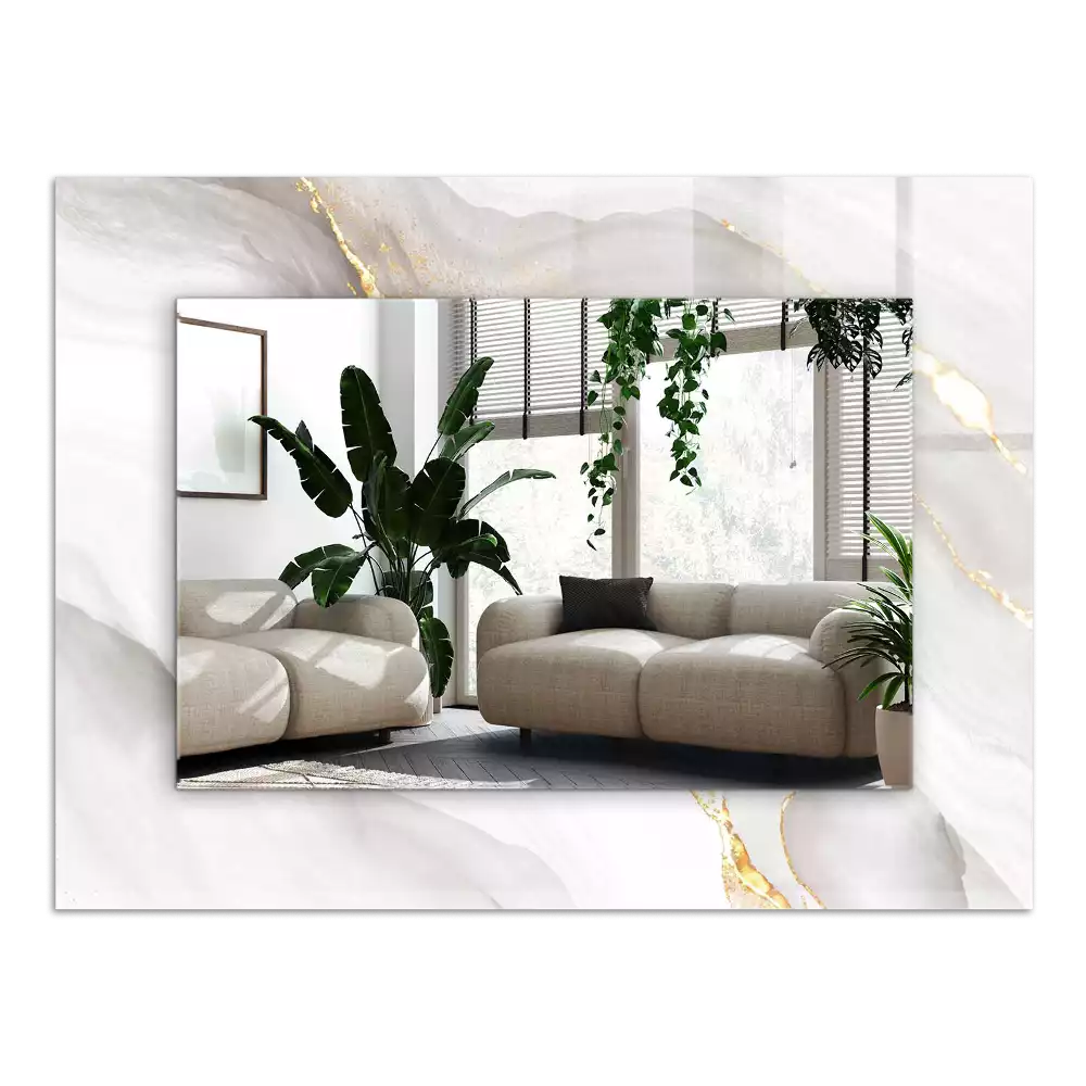 Négyszögletes díszes tükör Szürke márvány