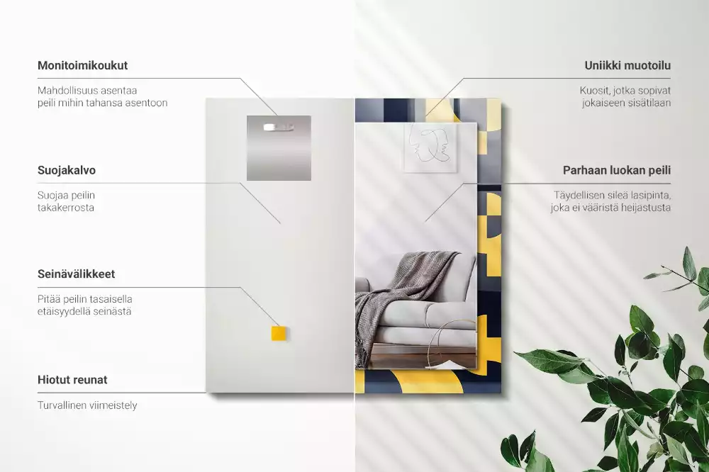 Négyszögletes díszes tükör Absztrakt geometrikus minta