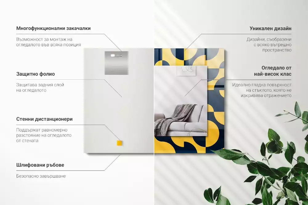 Négyszögletes díszes tükör Absztrakt geometrikus minta