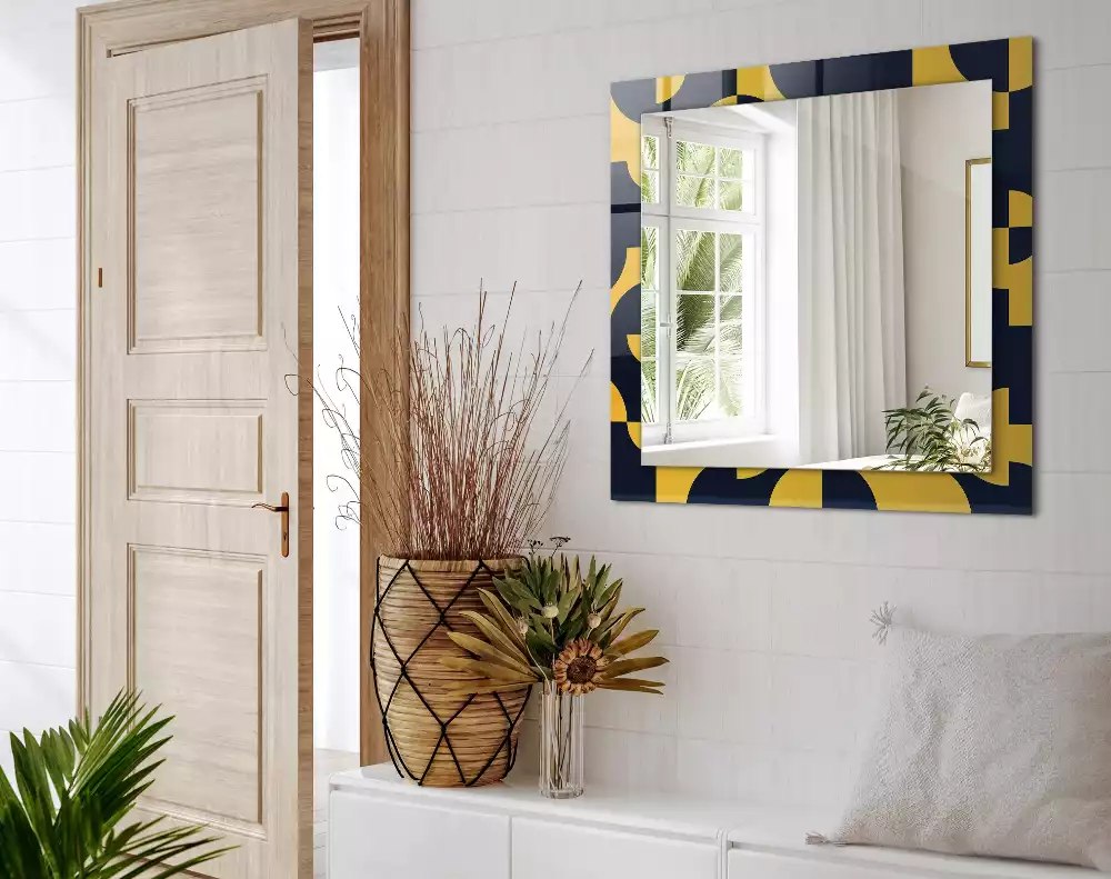 Négyszögletes díszes tükör Absztrakt geometrikus minta