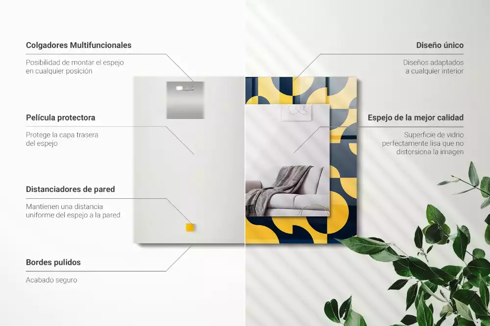 Négyszögletes díszes tükör Absztrakt geometrikus minta