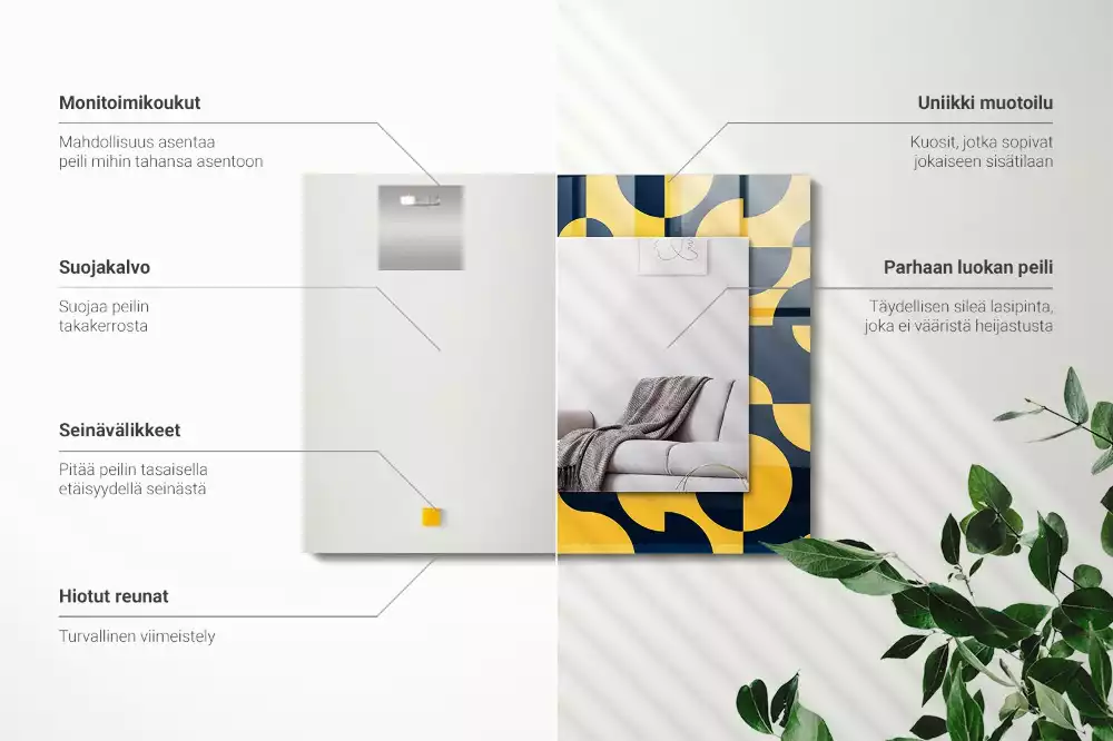 Négyszögletes díszes tükör Absztrakt geometrikus minta