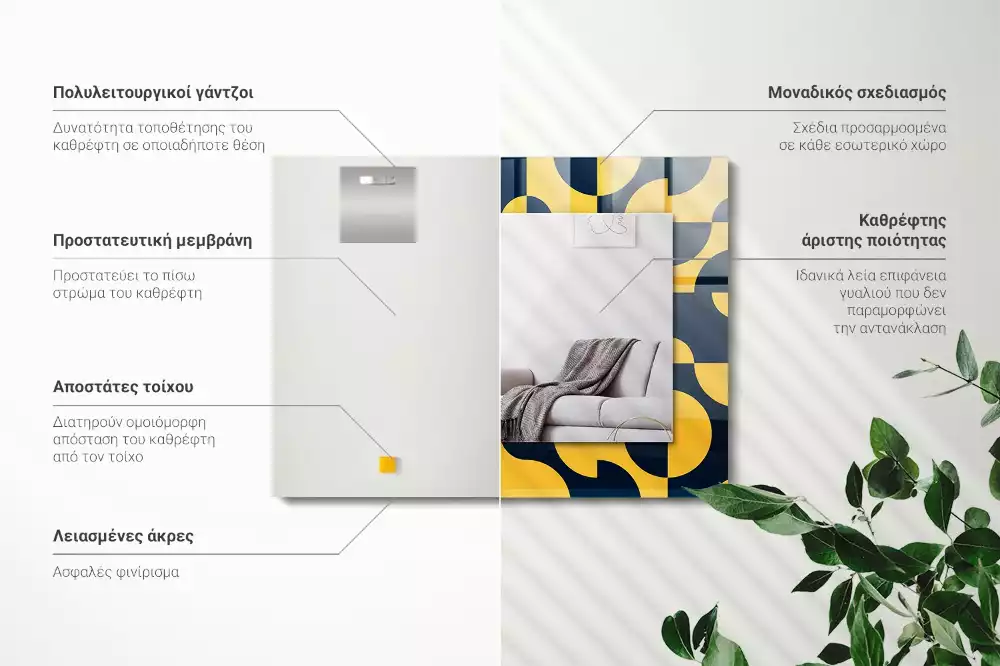 Négyszögletes díszes tükör Absztrakt geometrikus minta