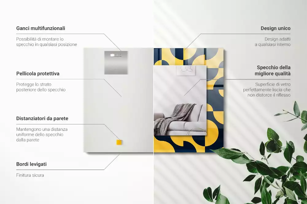 Négyszögletes díszes tükör Absztrakt geometrikus minta