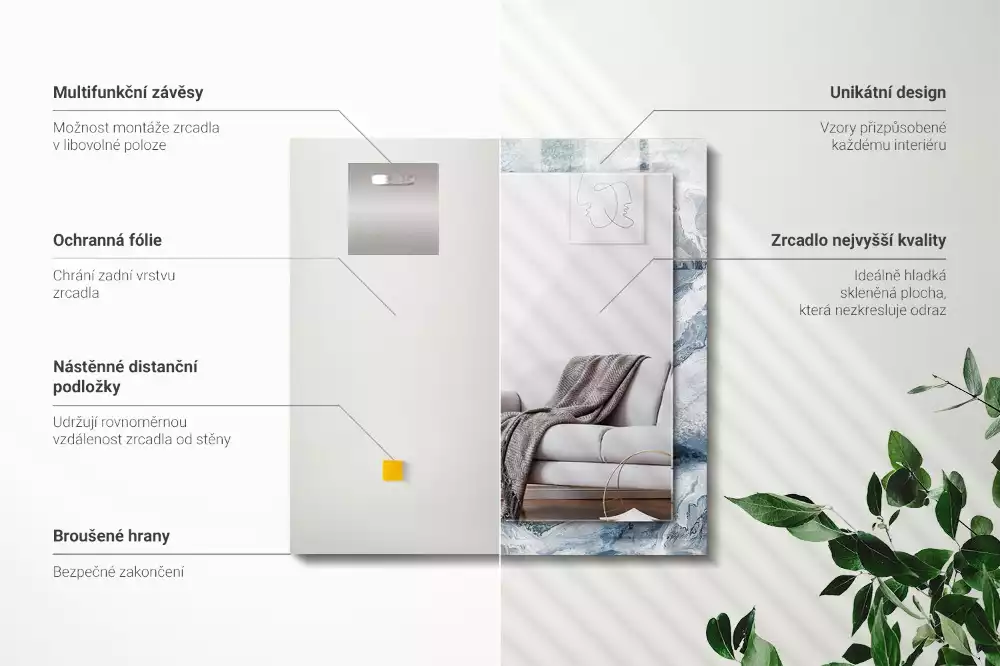 Négyszögletes díszes tükör Márvány árnyalatokban