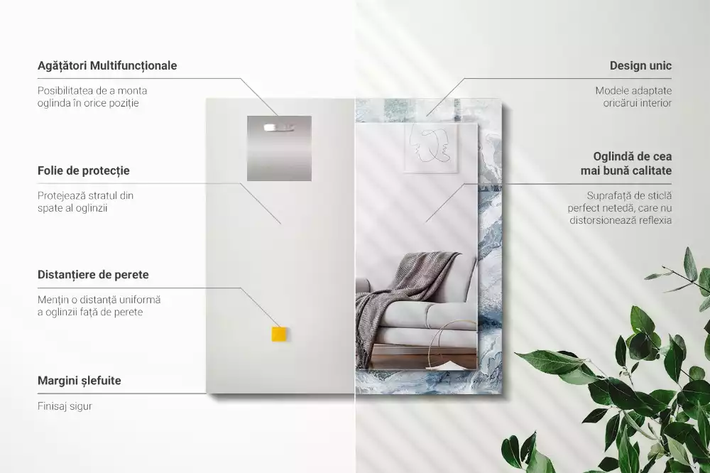 Négyszögletes díszes tükör Márvány árnyalatokban