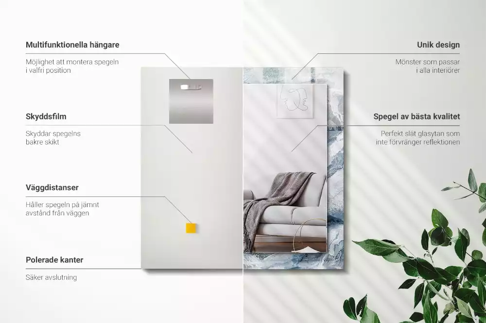 Négyszögletes díszes tükör Márvány árnyalatokban