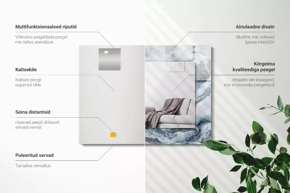 Négyszögletes díszes tükör Márvány árnyalatokban