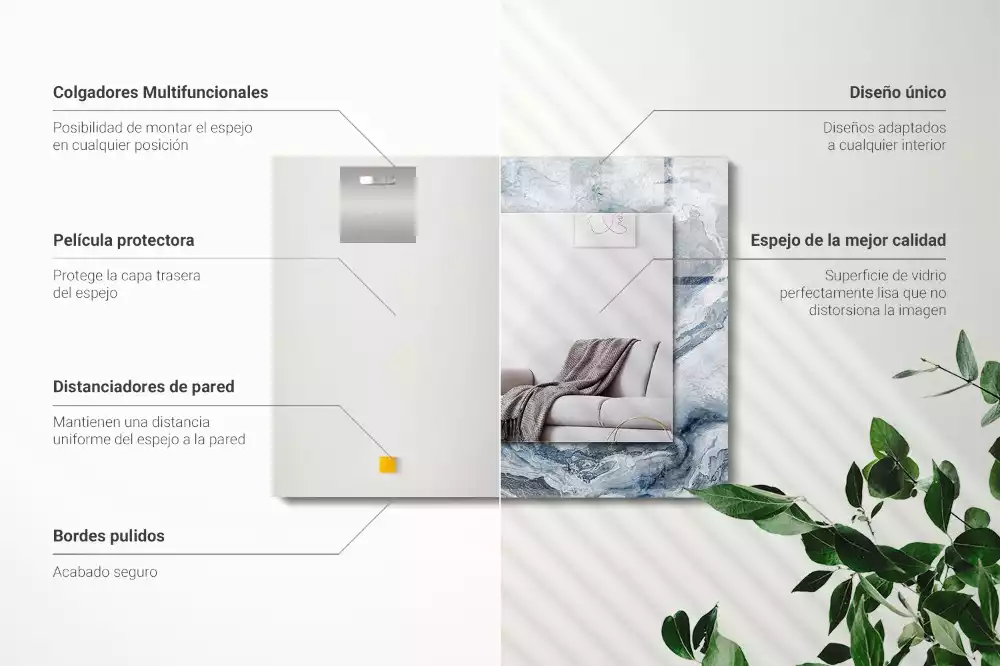 Négyszögletes díszes tükör Márvány árnyalatokban