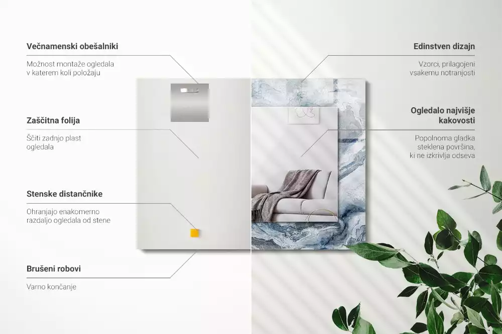 Négyszögletes díszes tükör Márvány árnyalatokban