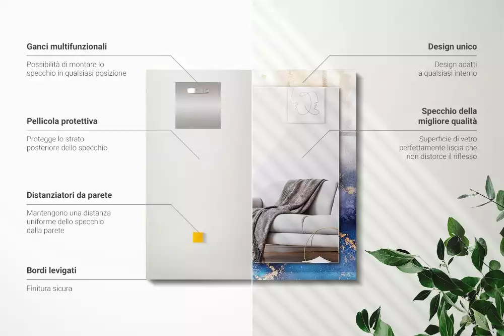 Négyszögletes díszes tükör Absztrakt plasztikai művészet