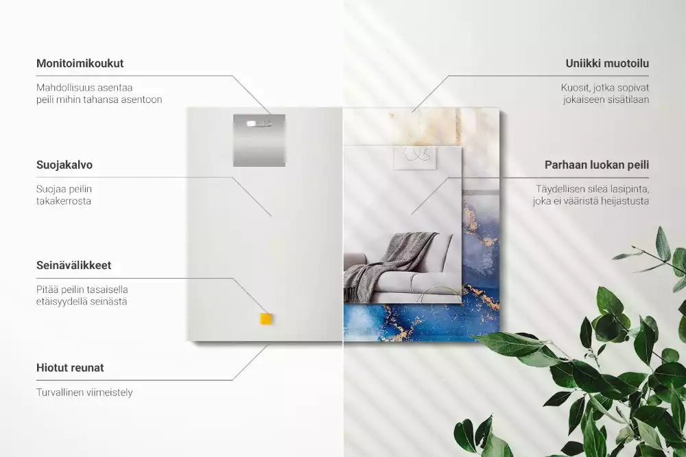 Négyszögletes díszes tükör Absztrakt plasztikai művészet