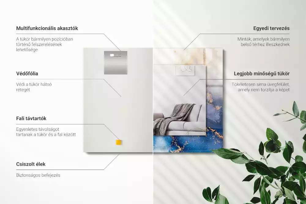 Négyszögletes díszes tükör Absztrakt plasztikai művészet