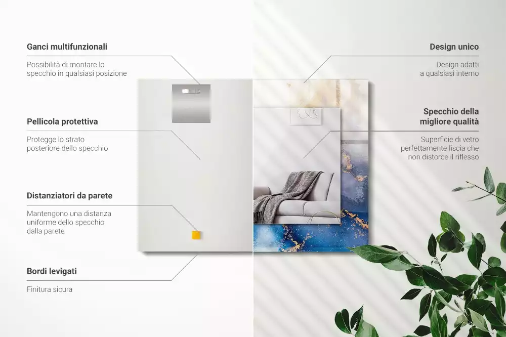 Négyszögletes díszes tükör Absztrakt plasztikai művészet