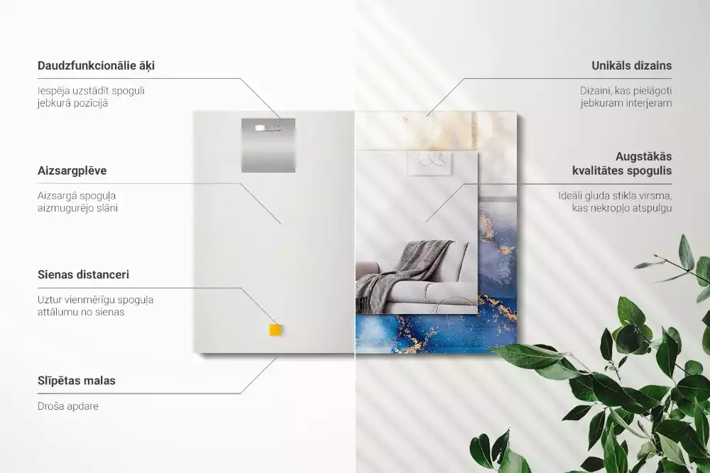 Négyszögletes díszes tükör Absztrakt plasztikai művészet