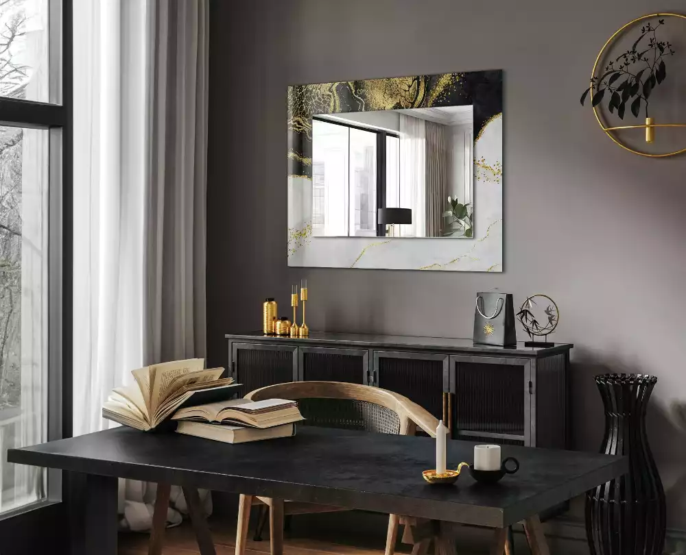 Négyszögletes díszes tükör Absztrakt arany művészet