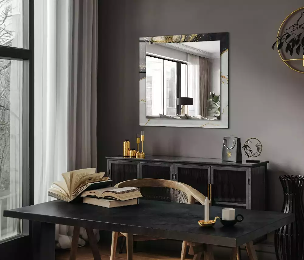 Négyszögletes díszes tükör Absztrakt arany művészet