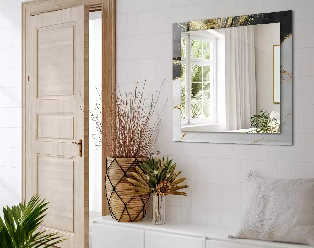 Négyszögletes díszes tükör Absztrakt arany művészet