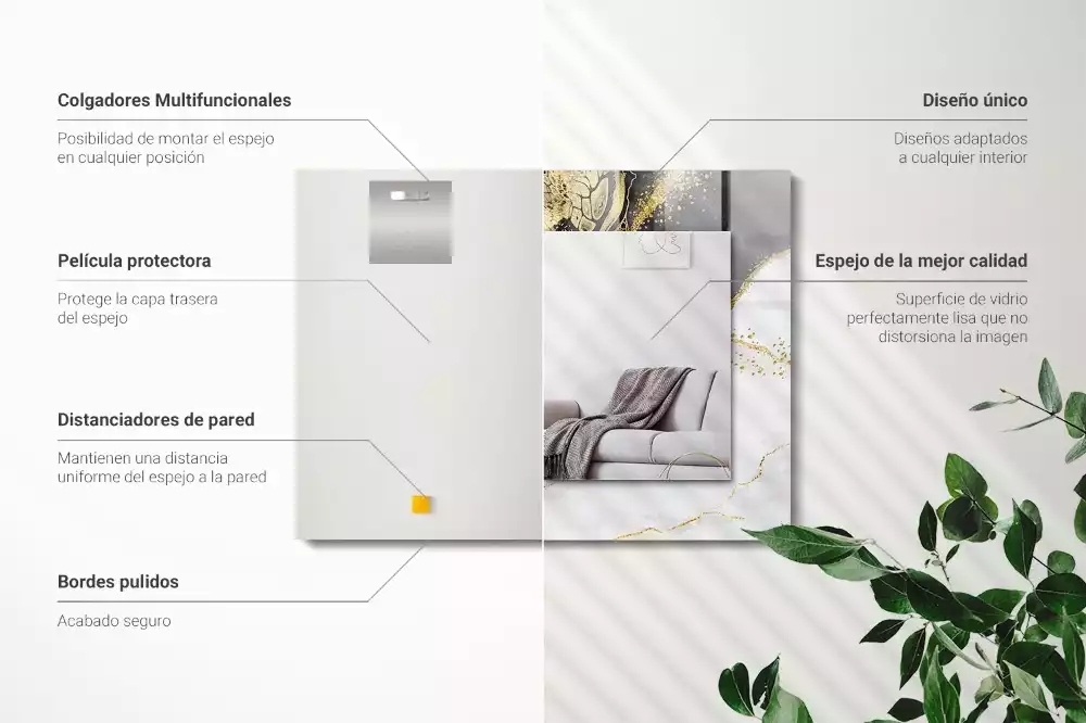 Négyszögletes díszes tükör Absztrakt arany művészet