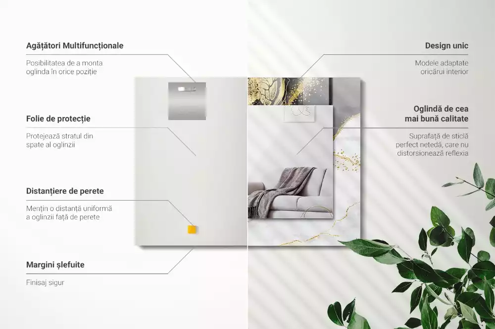 Négyszögletes díszes tükör Absztrakt arany művészet