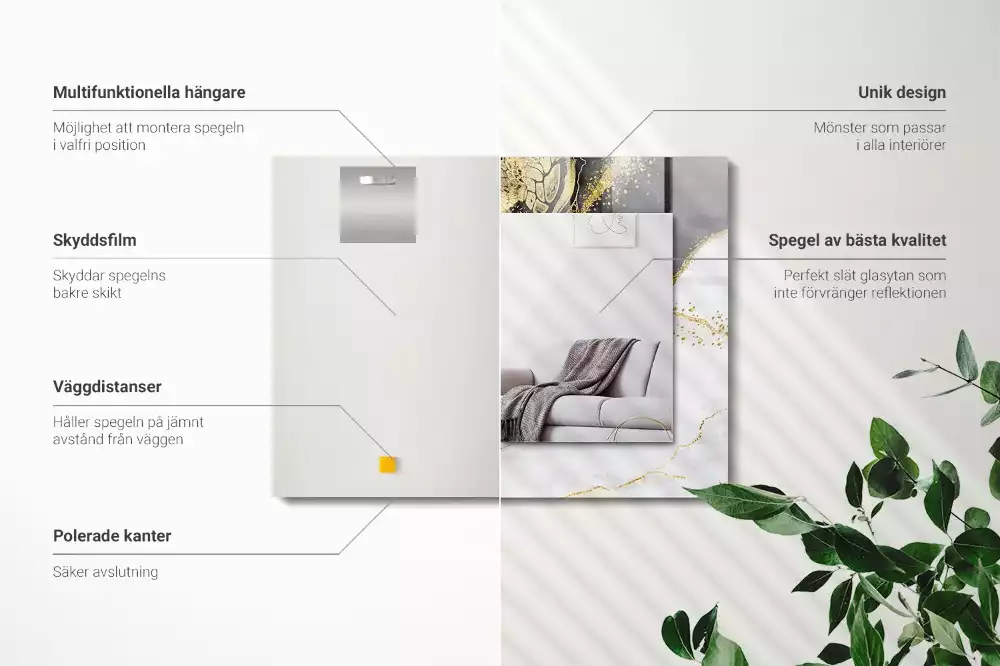 Négyszögletes díszes tükör Absztrakt arany művészet