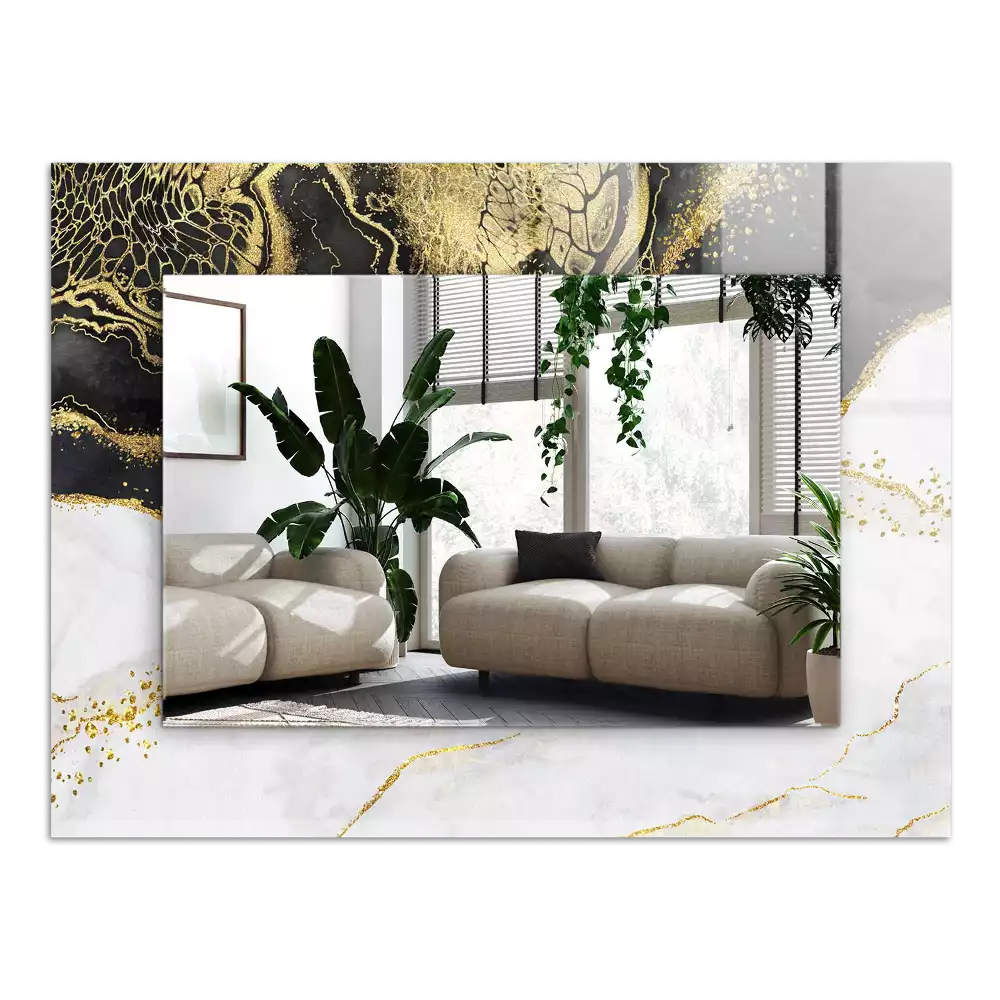 Négyszögletes díszes tükör Absztrakt arany művészet