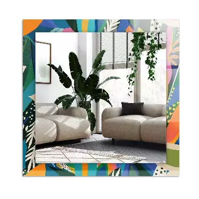 Négyszögletes díszes tükör Színes absztrakt virágok