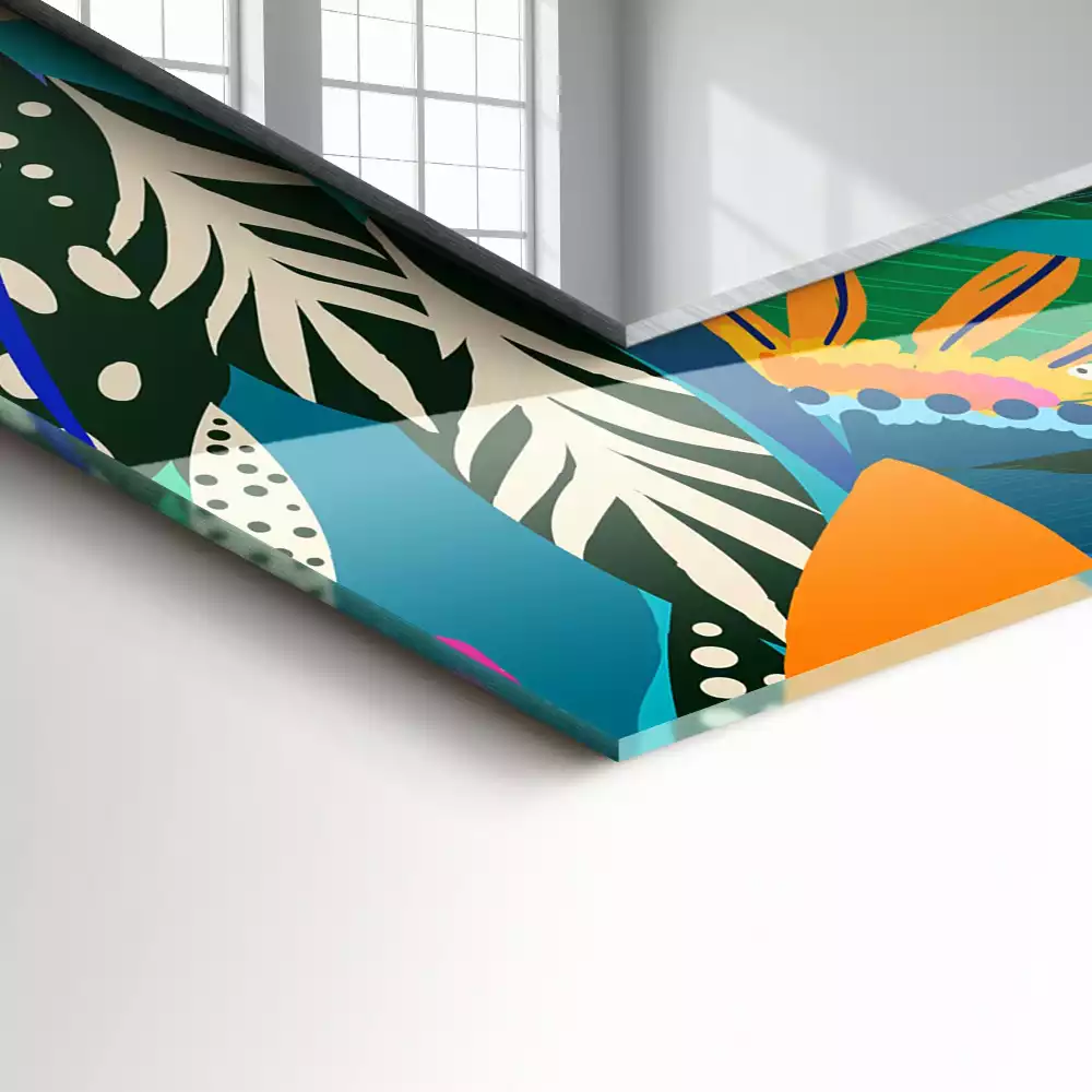 Négyszögletes díszes tükör Színes absztrakt virágok