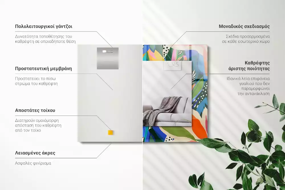 Négyszögletes díszes tükör Színes absztrakt virágok