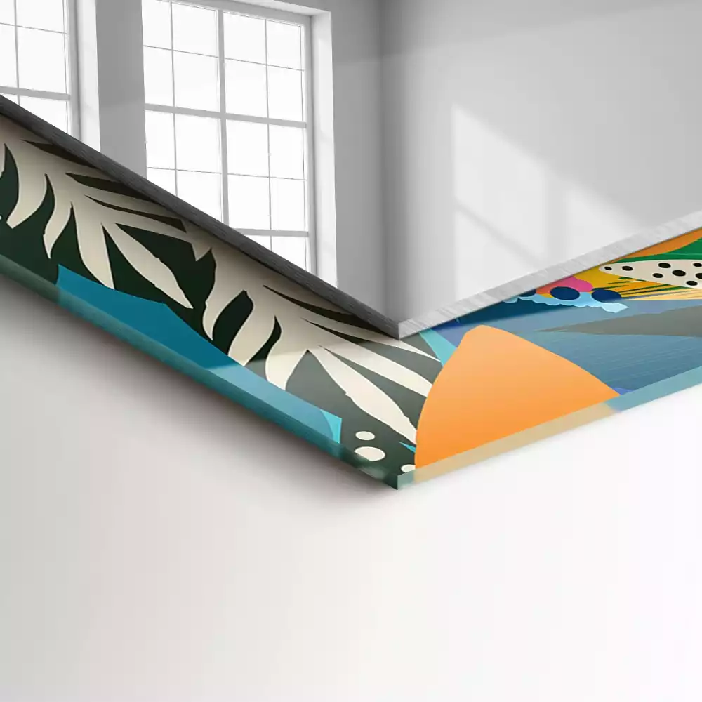 Négyszögletes díszes tükör Színes absztrakt virágok