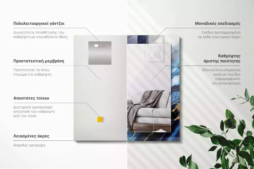 Négyszögletes díszes tükör Absztrakt márvány művészet